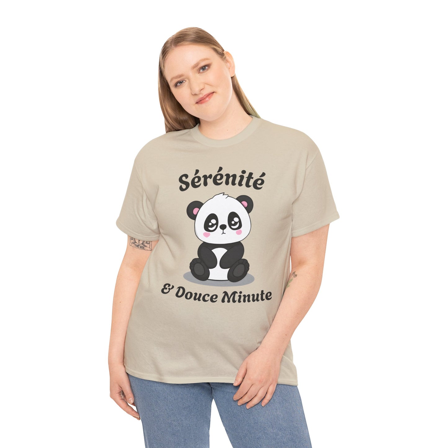 T-shirt unisex 100% coton "Sérénité & Douce Minute" avec notre adorable petit panda