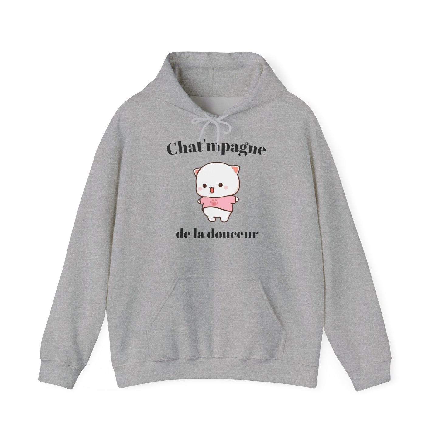 Hoodie unisexe "Chat'mpagne de la douceur" avec notre adorable petit chat.