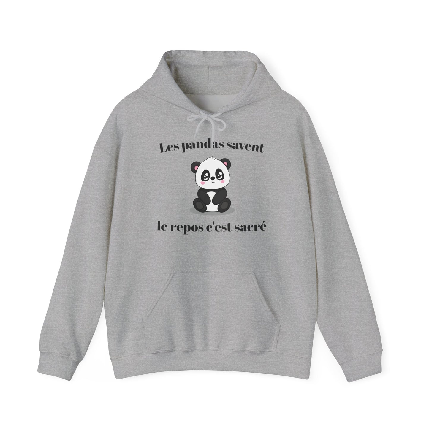 Hoodie unisexe "Les pandas savent, le repos c'est sacré" avec notre adorable petit panda.