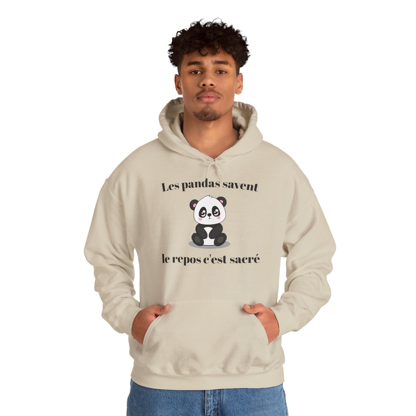 Hoodie unisexe "Les pandas savent, le repos c'est sacré" avec notre adorable petit panda.