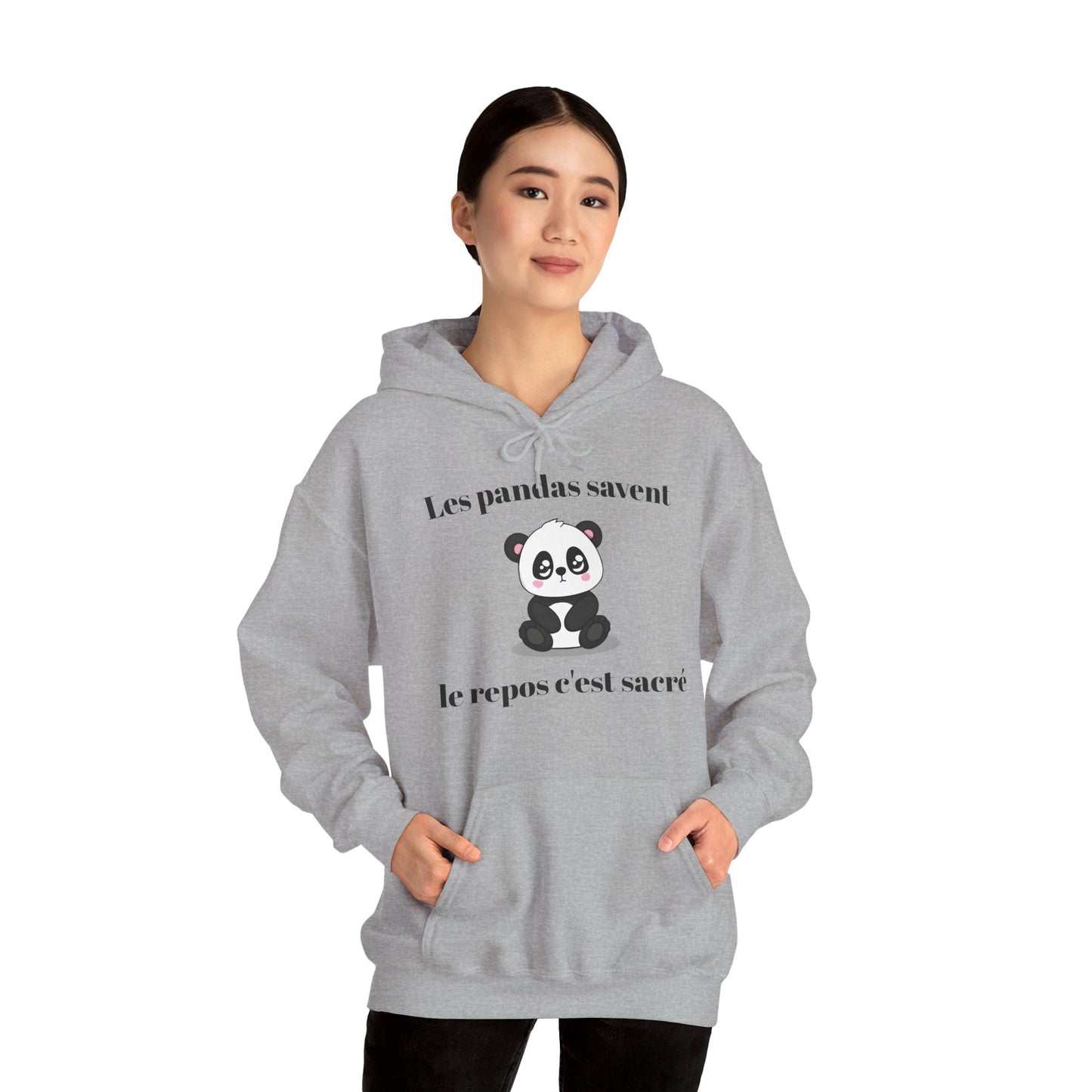 Hoodie unisexe "Les pandas savent, le repos c'est sacré" avec notre adorable petit panda.