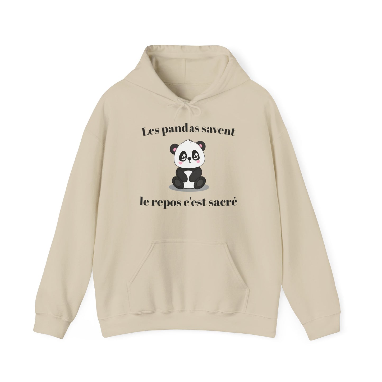 Hoodie unisexe "Les pandas savent, le repos c'est sacré" avec notre adorable petit panda.
