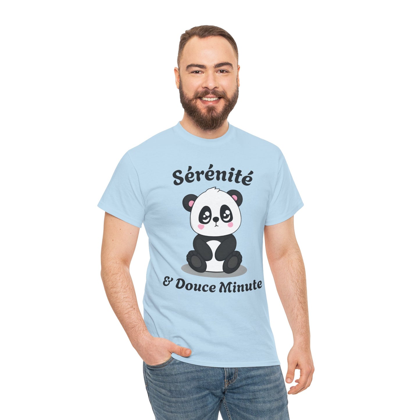 T-shirt unisex 100% coton "Sérénité & Douce Minute" avec notre adorable petit panda