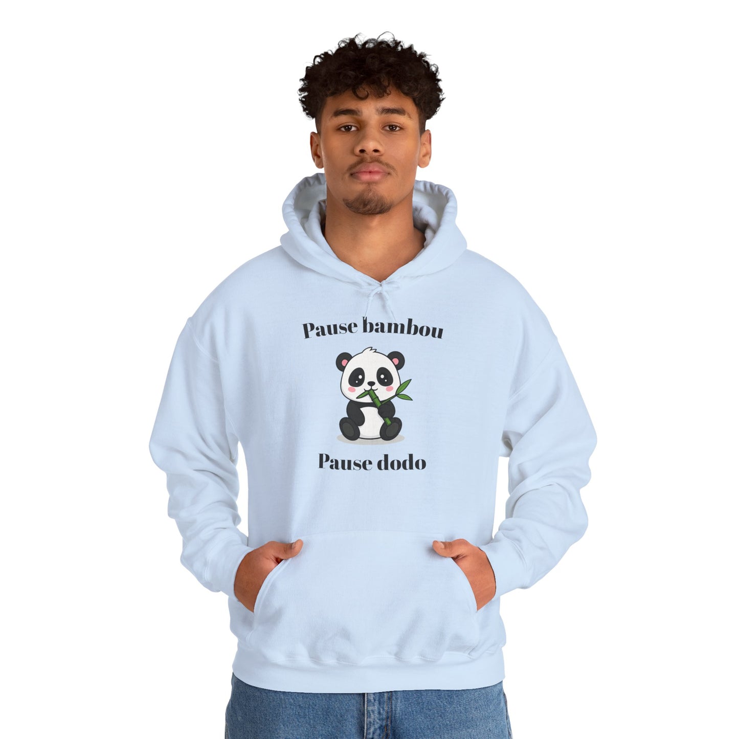 Hoodie unisexe "Pause bambou, Pause dodo" avec notre adorable petit panda.
