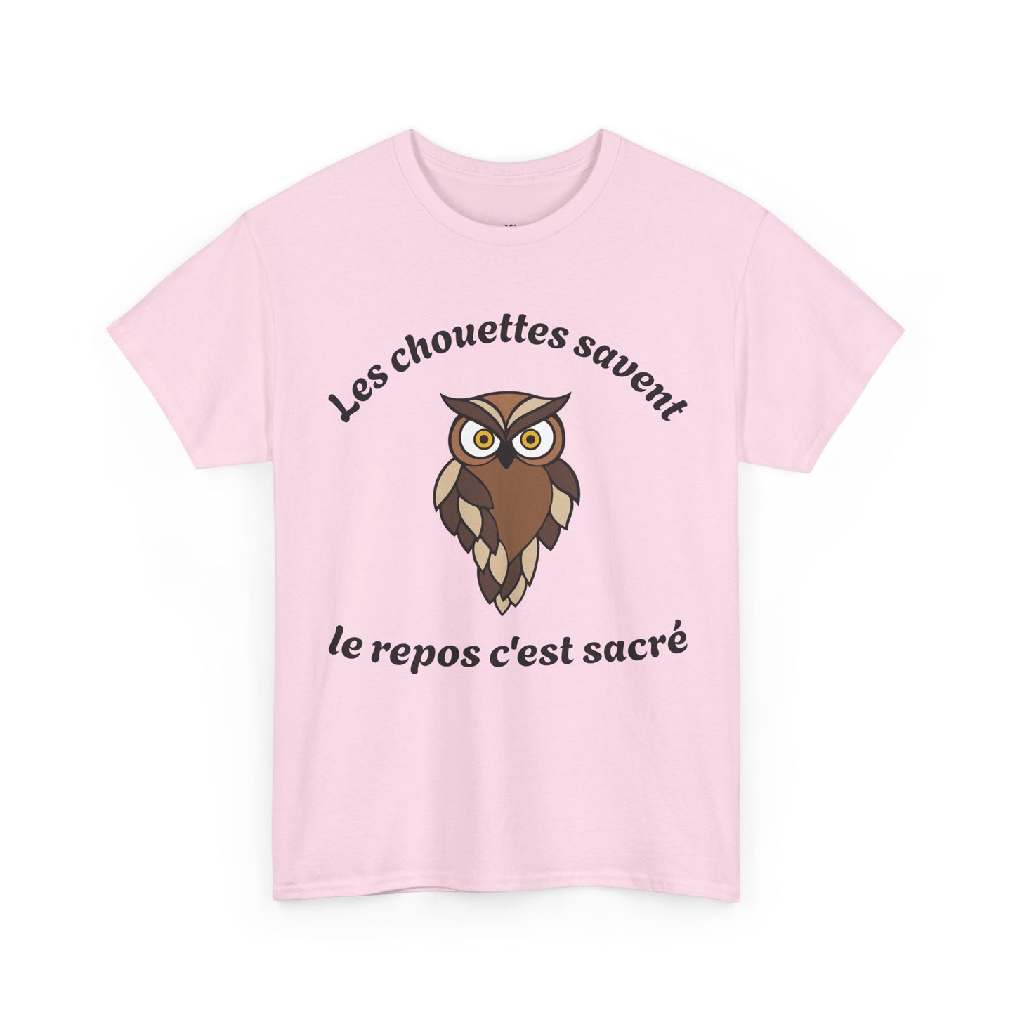 T-shirt unisex 100% coton "Les chouettes savent, le repos c'est sacré" avec notre adorable petite chouette.