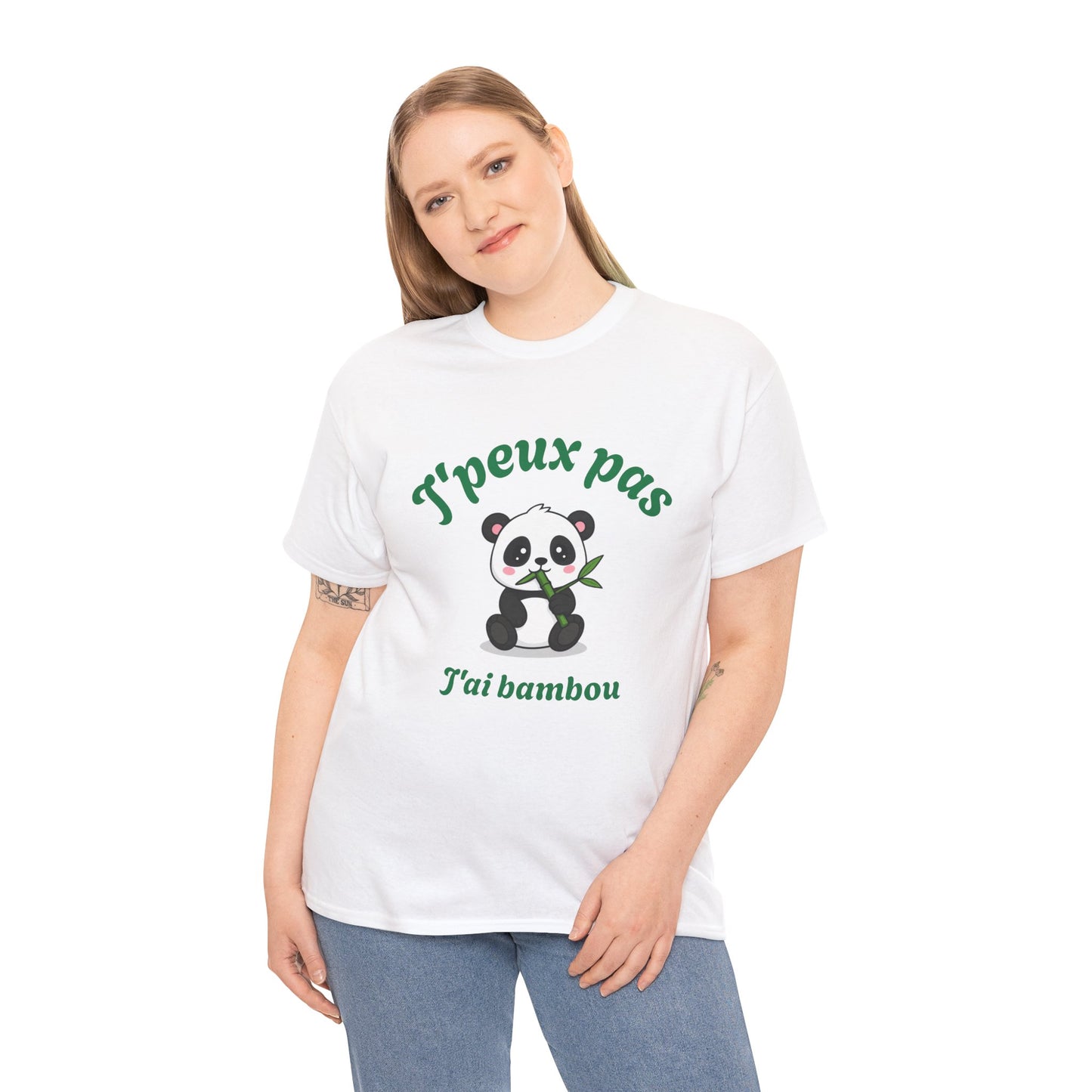 T-shirt unisex 100% coton "J'peux pas, j'ai bambou" avec notre adorable petit panda