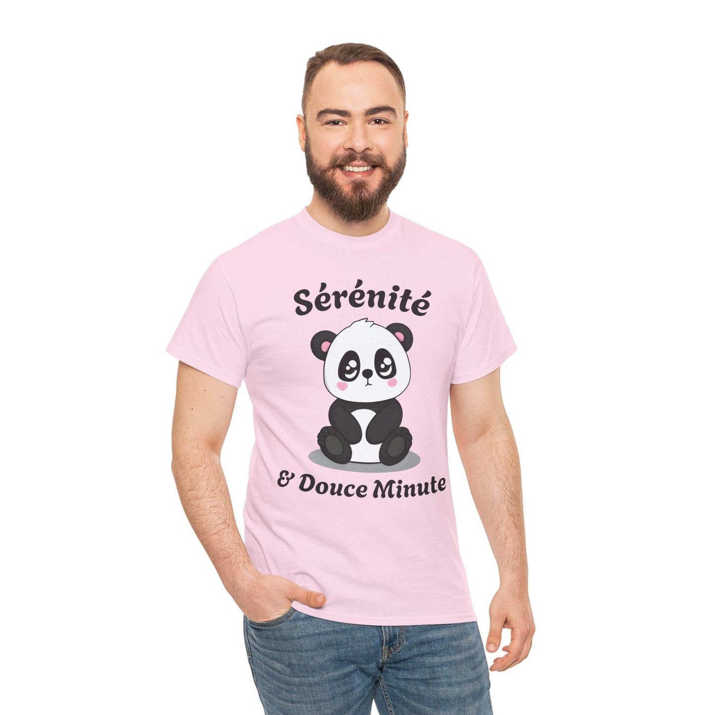 T-shirt unisex 100% coton "Sérénité & Douce Minute" avec notre adorable petit panda
