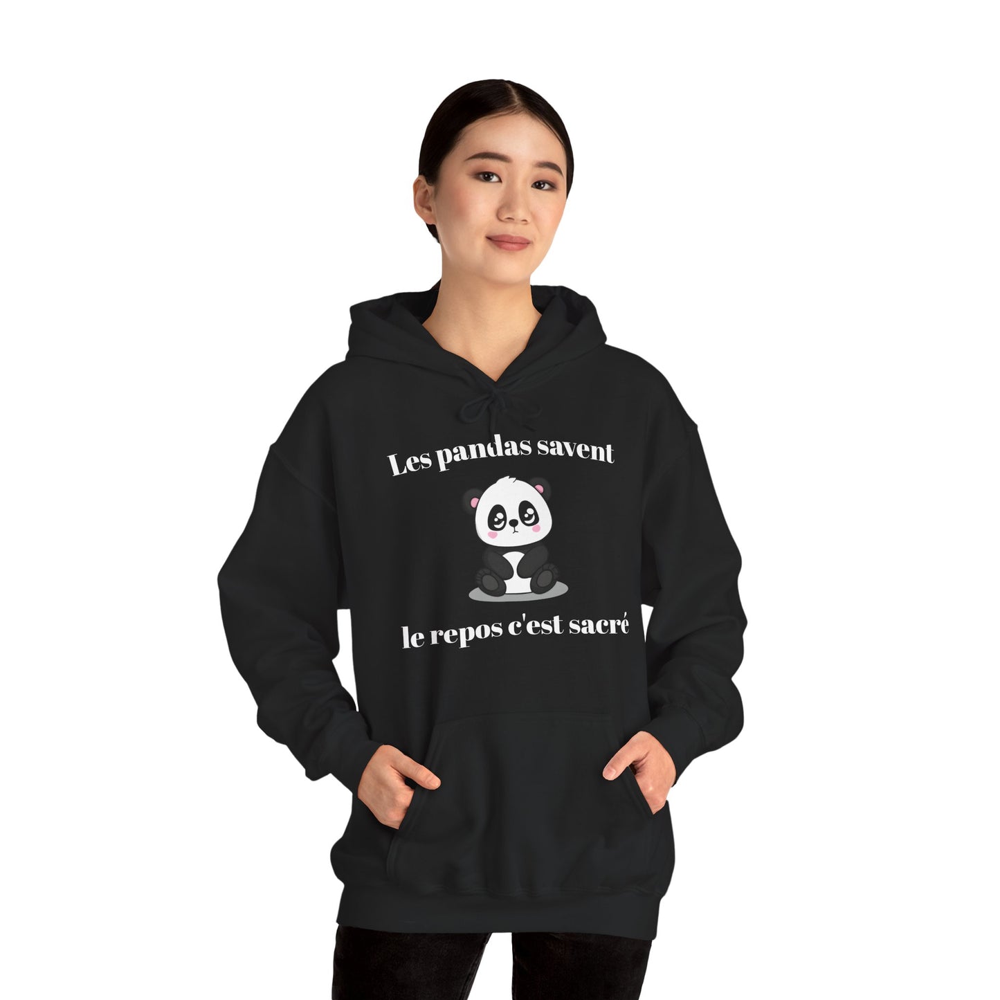 Hoodie unisexe "Les pandas savent, le repos c'est sacré" avec notre adorable petit panda.