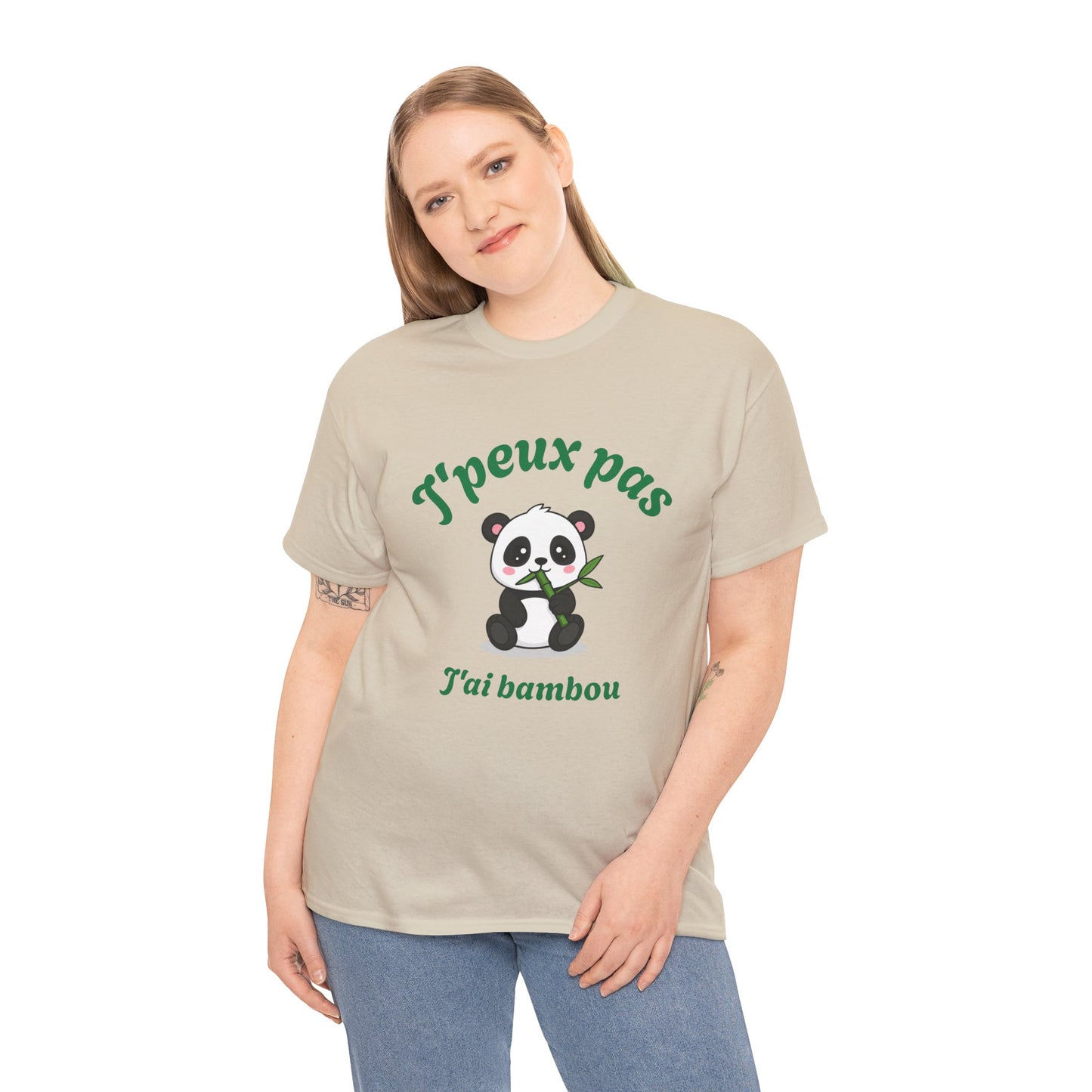 T-shirt unisex 100% coton "J'peux pas, j'ai bambou" avec notre adorable petit panda