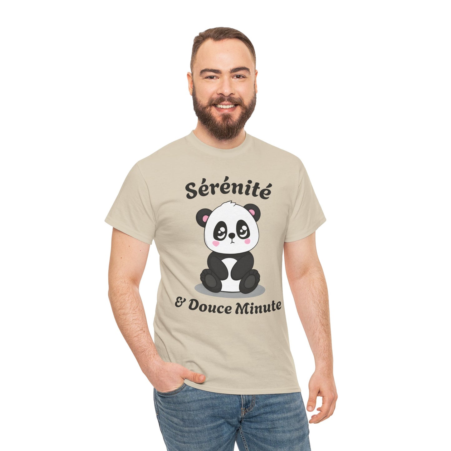 T-shirt unisex 100% coton "Sérénité & Douce Minute" avec notre adorable petit panda