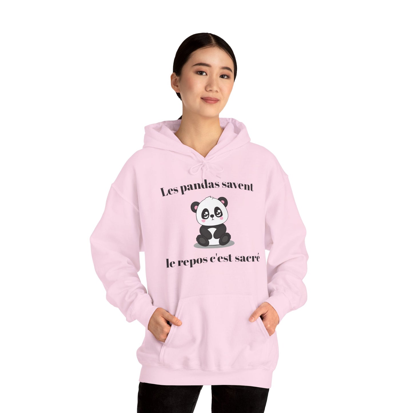 Hoodie unisexe "Les pandas savent, le repos c'est sacré" avec notre adorable petit panda.