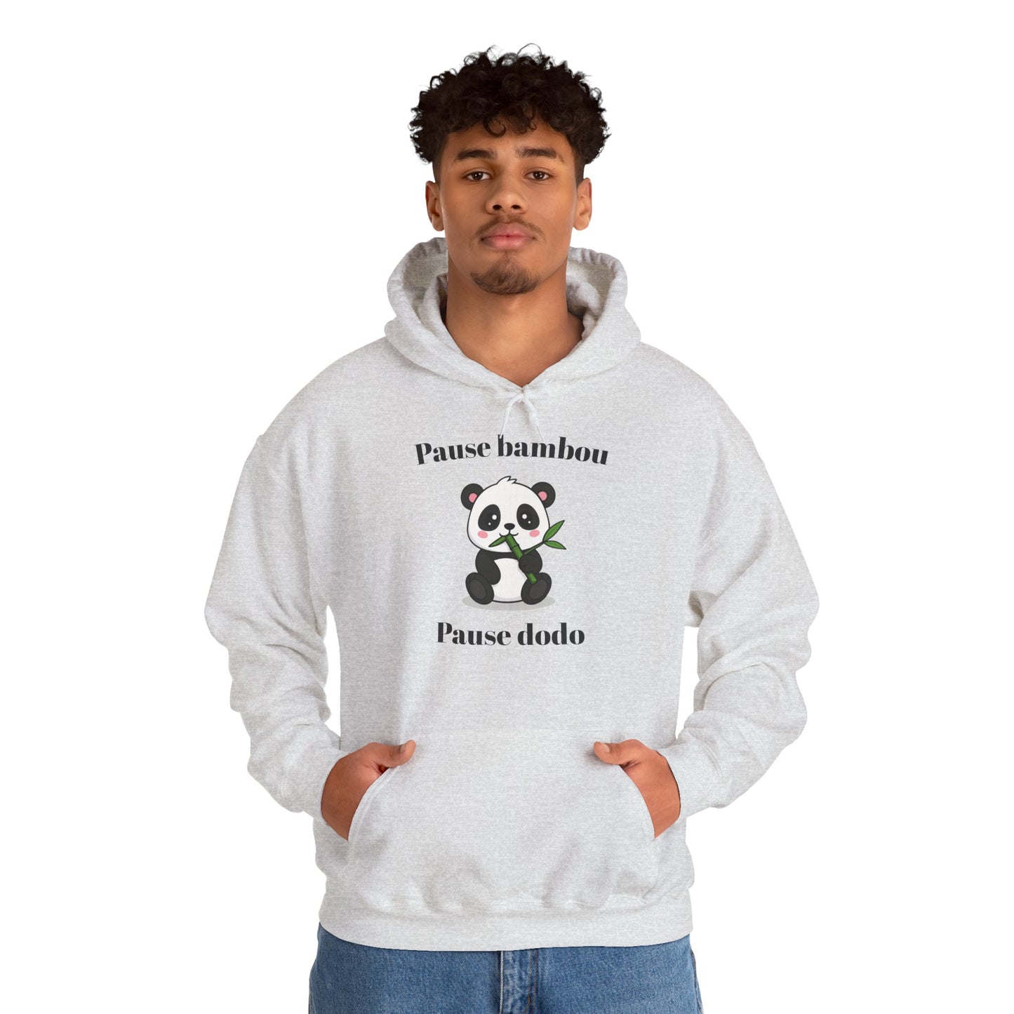 Hoodie unisexe "Pause bambou, Pause dodo" avec notre adorable petit panda.
