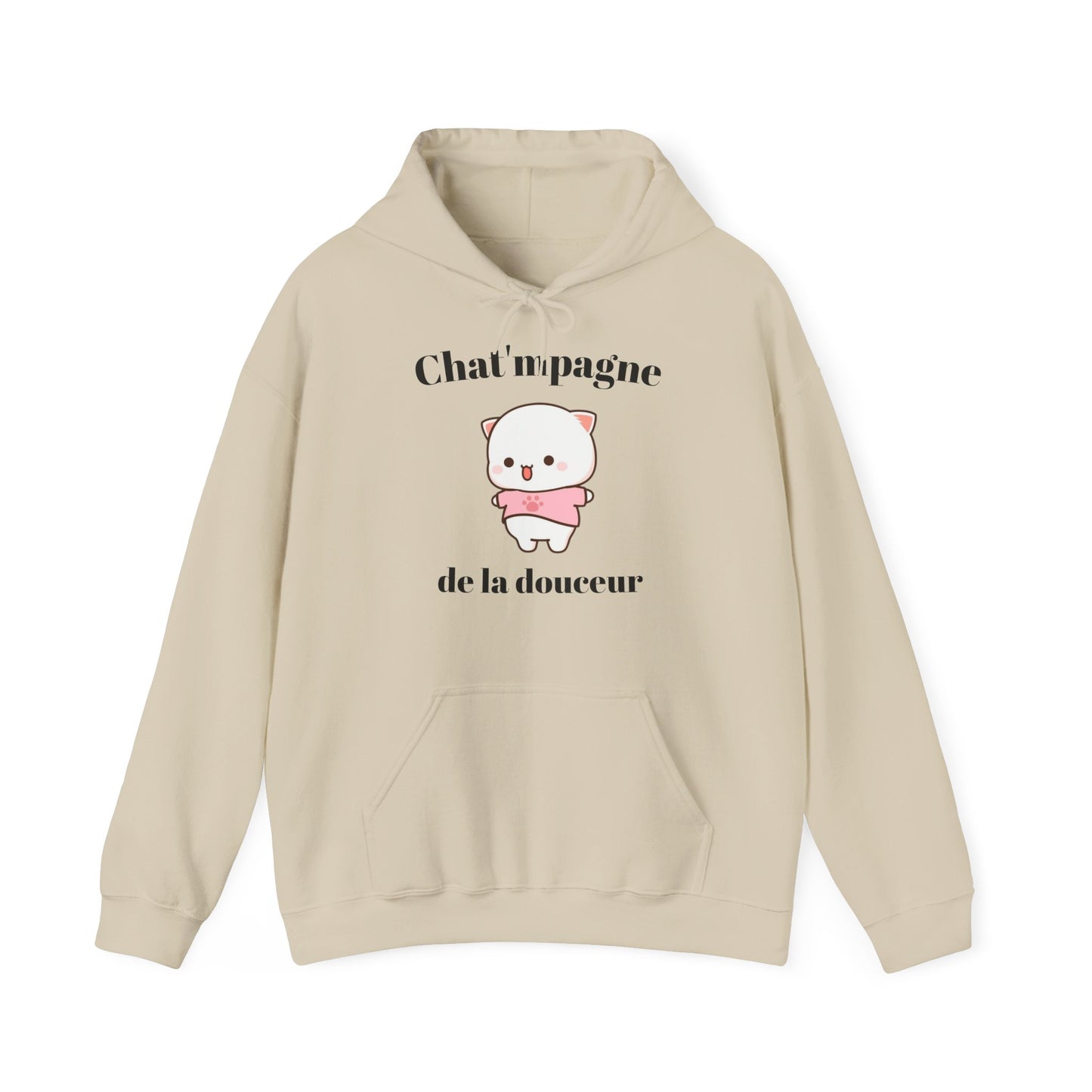 Hoodie unisexe "Chat'mpagne de la douceur" avec notre adorable petit chat.