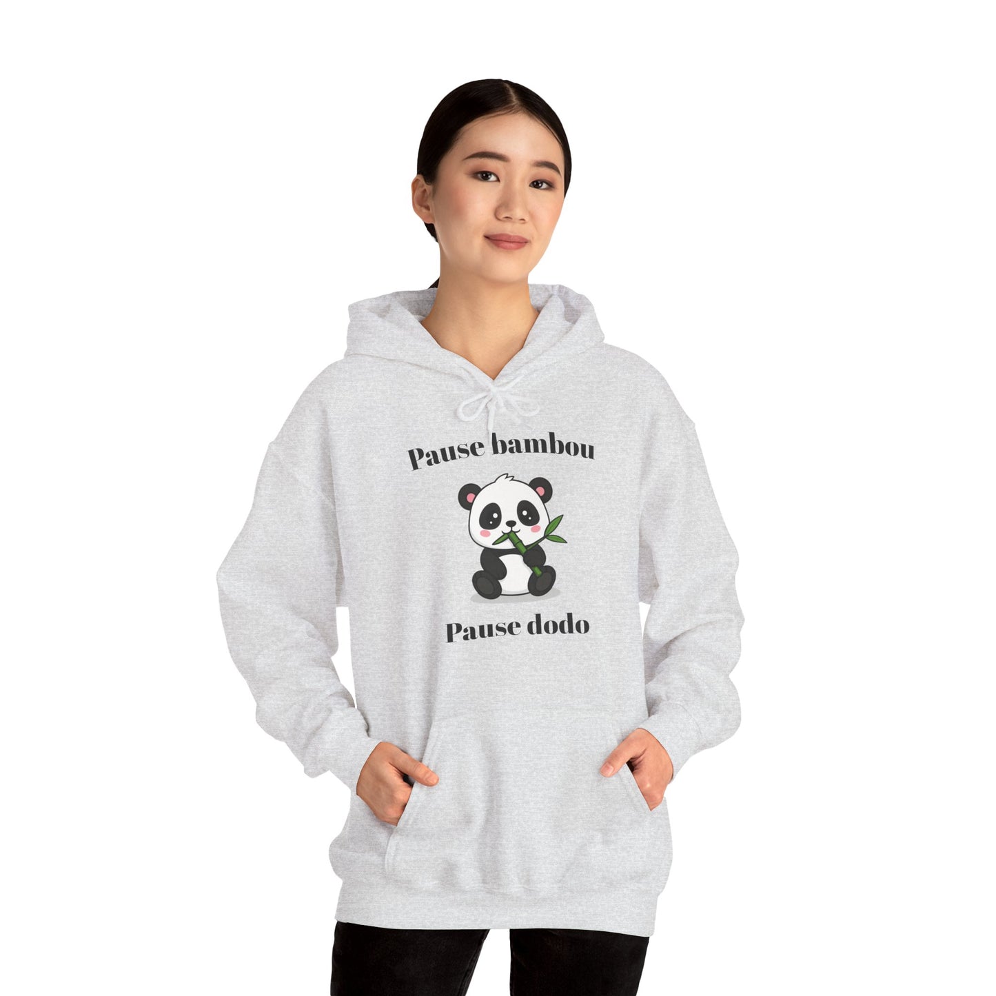 Hoodie unisexe "Pause bambou, Pause dodo" avec notre adorable petit panda.
