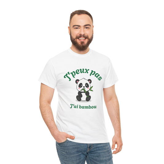 T-shirt unisex 100% coton "J'peux pas, j'ai bambou" avec notre adorable petit panda