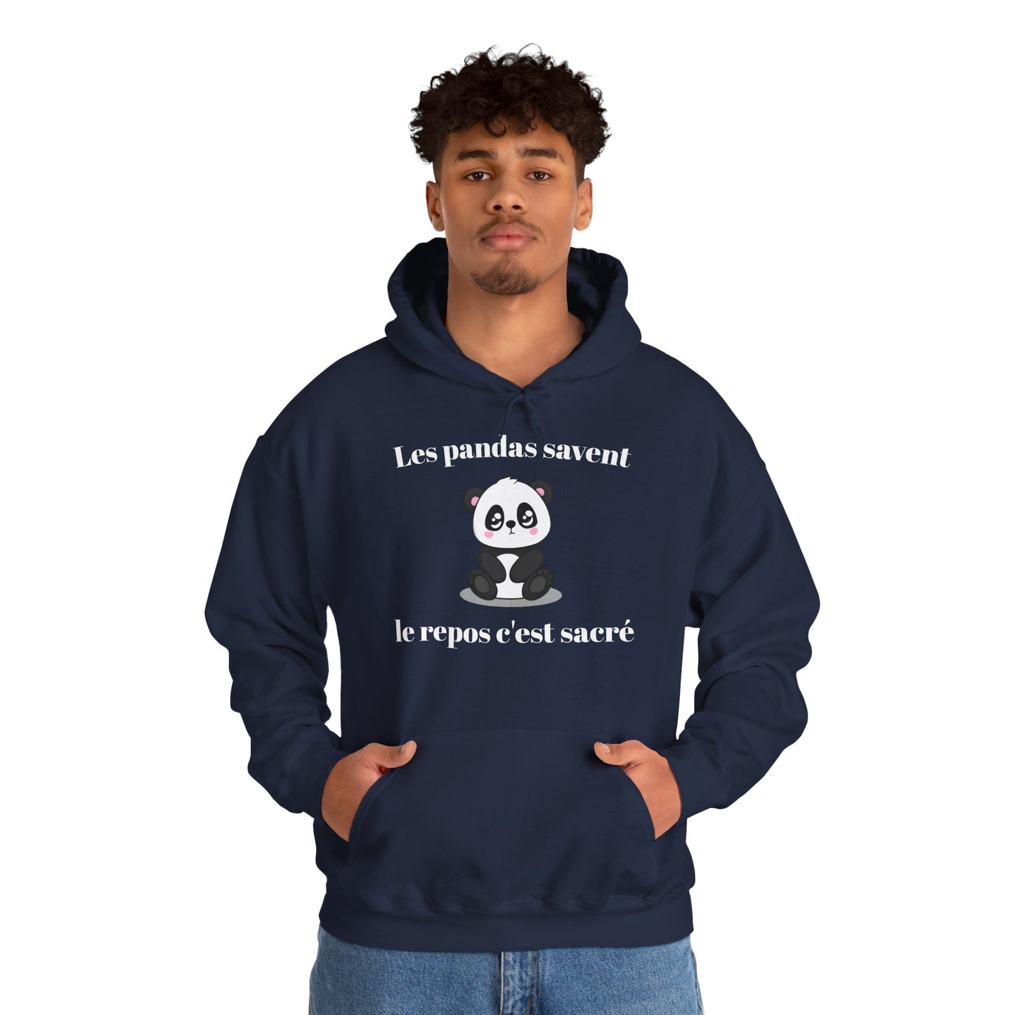 Hoodie unisexe "Les pandas savent, le repos c'est sacré" avec notre adorable petit panda.