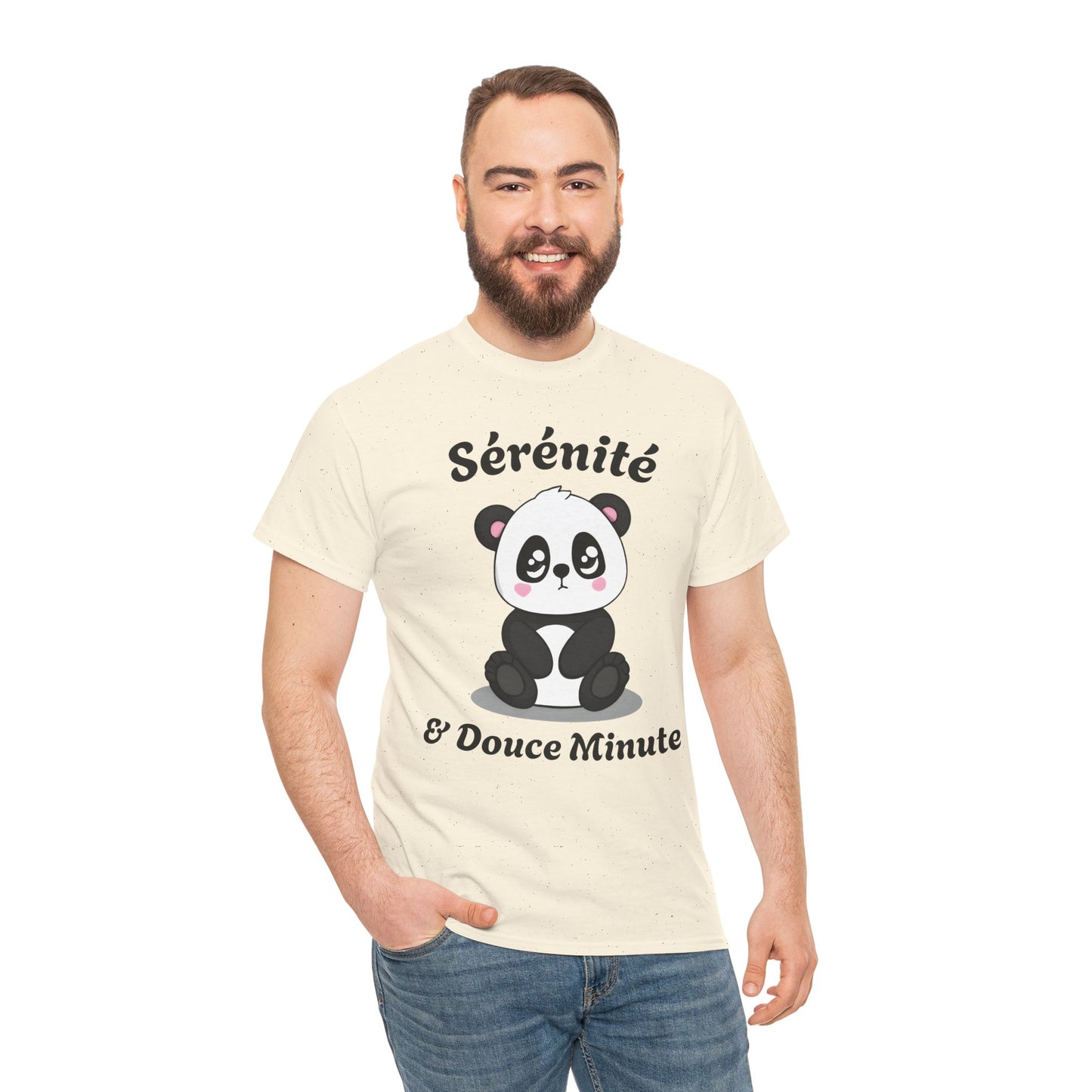 T-shirt unisex 100% coton "Sérénité & Douce Minute" avec notre adorable petit panda