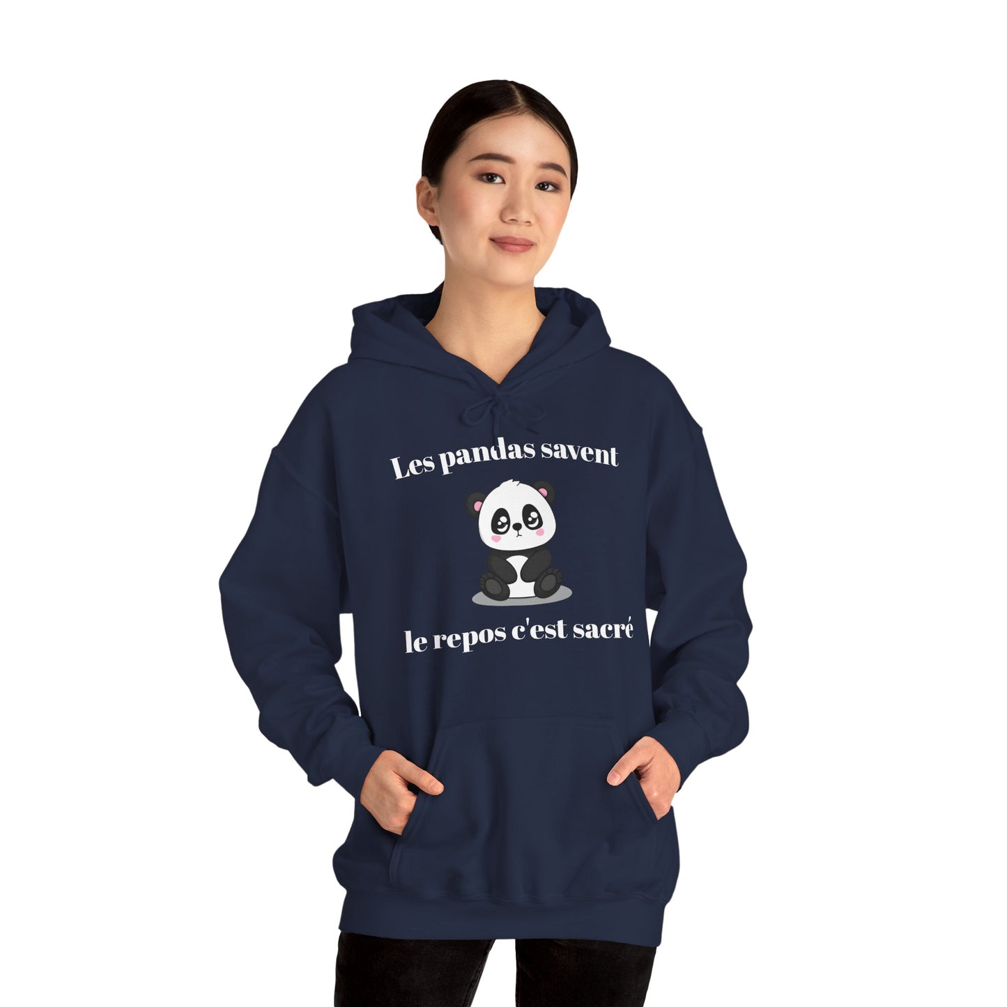 Hoodie unisexe "Les pandas savent, le repos c'est sacré" avec notre adorable petit panda.