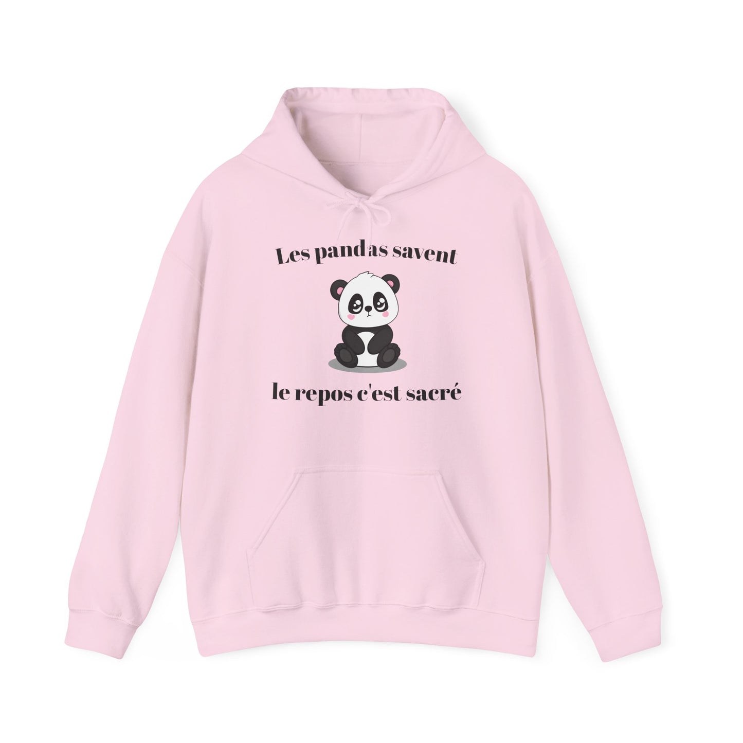 Hoodie unisexe "Les pandas savent, le repos c'est sacré" avec notre adorable petit panda.