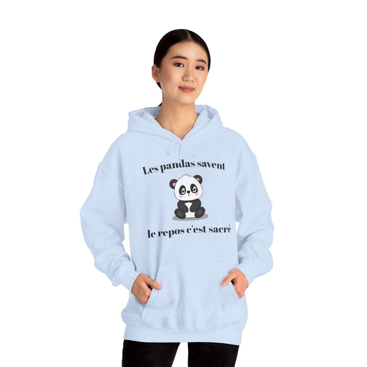 Hoodie unisexe "Les pandas savent, le repos c'est sacré" avec notre adorable petit panda.