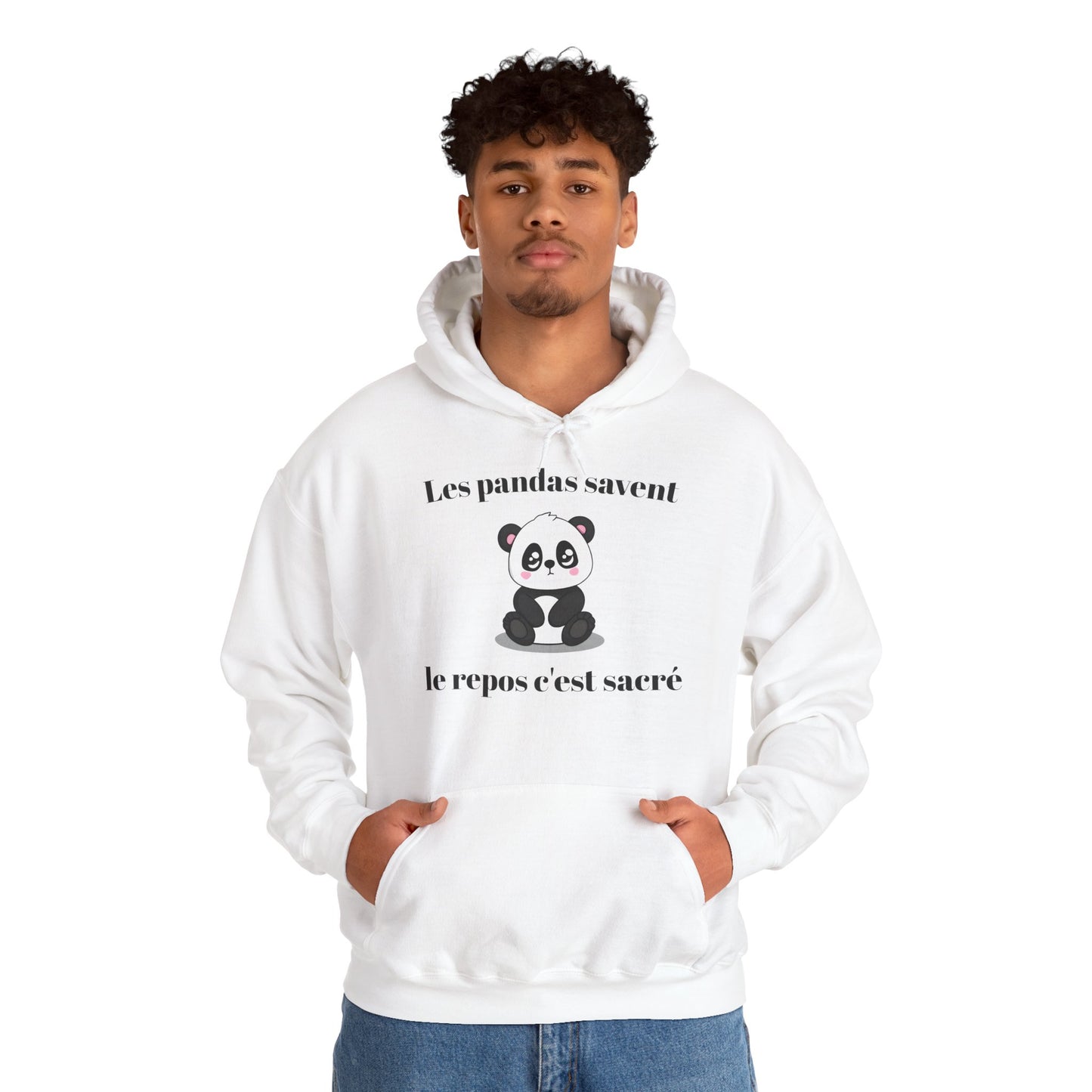 Hoodie unisexe "Les pandas savent, le repos c'est sacré" avec notre adorable petit panda.