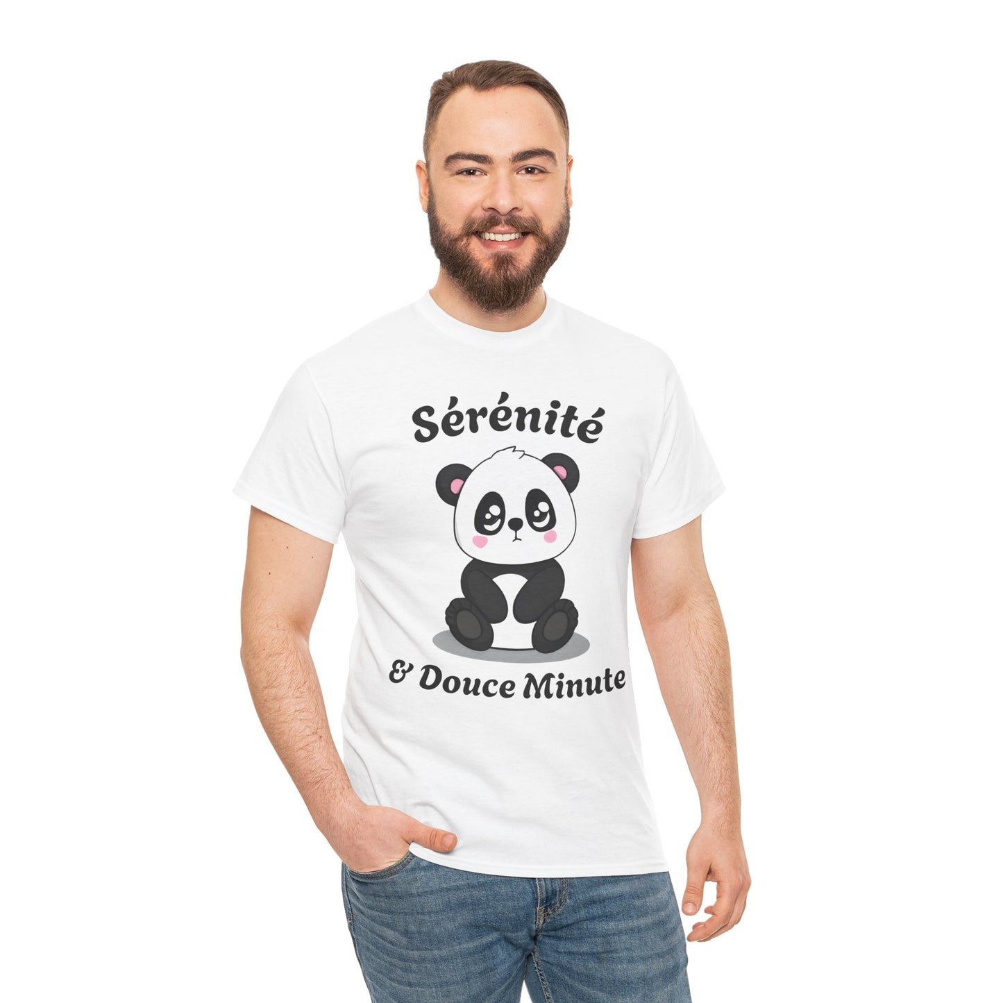 T-shirt unisex 100% coton "Sérénité & Douce Minute" avec notre adorable petit panda