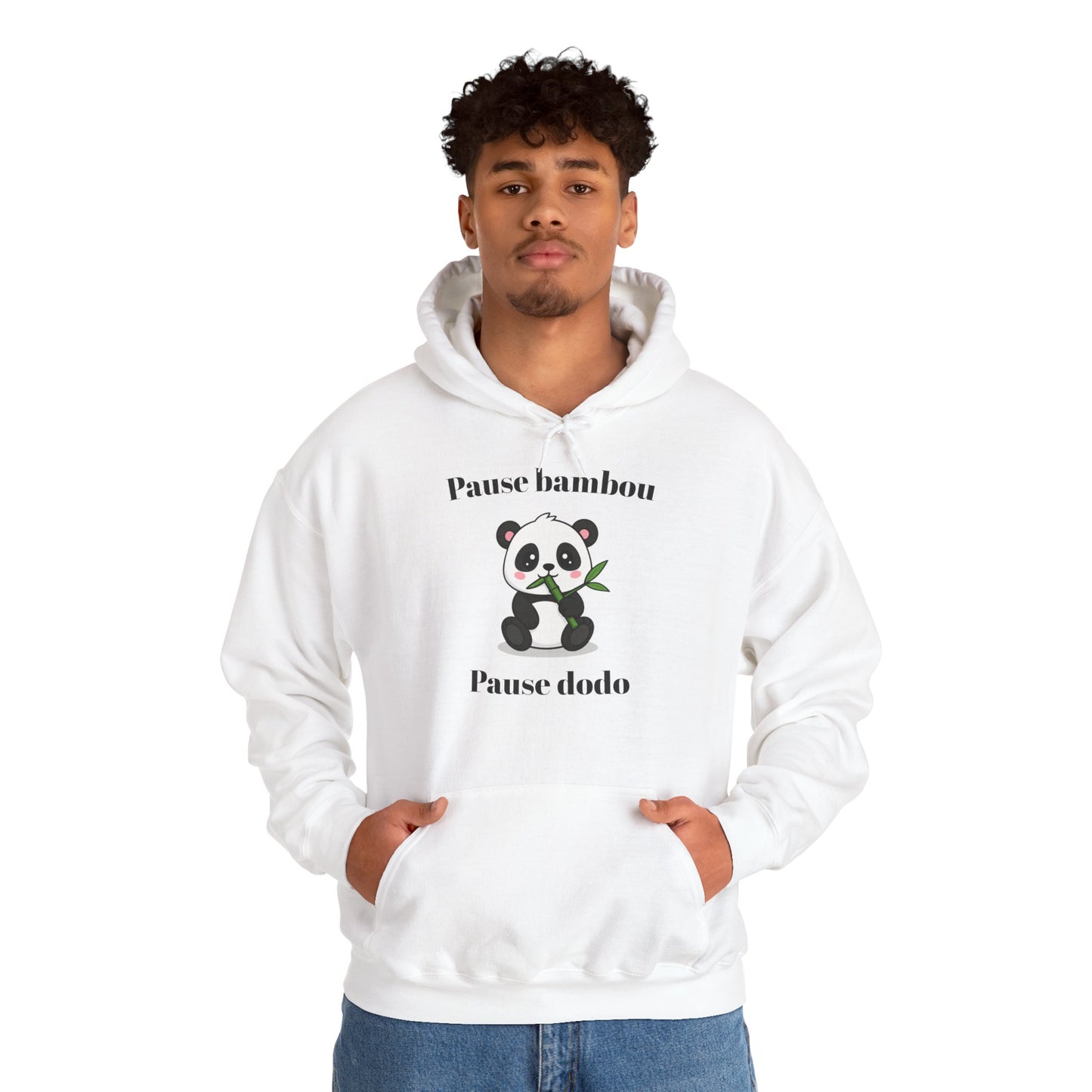 Hoodie unisexe "Pause bambou, Pause dodo" avec notre adorable petit panda.