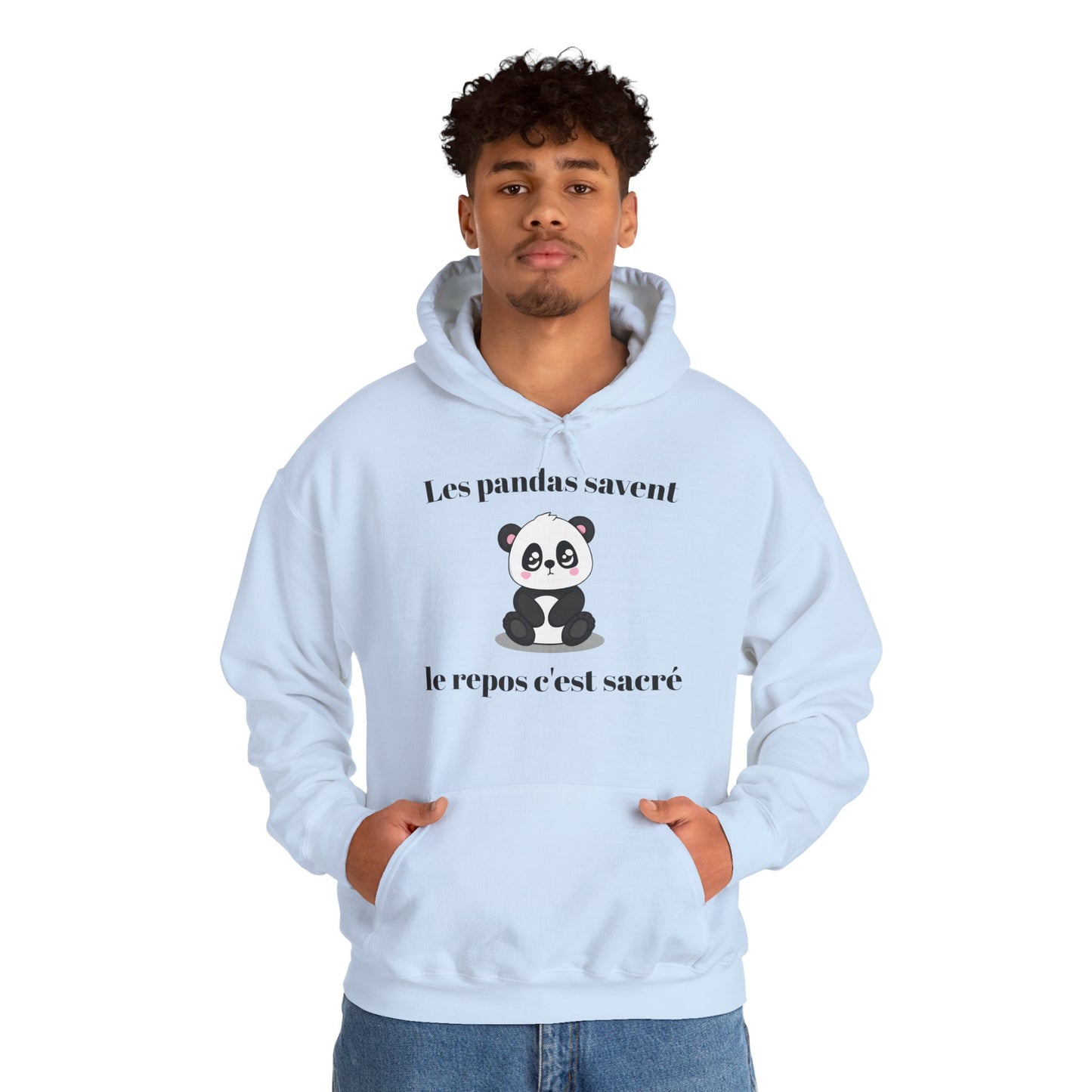 Hoodie unisexe "Les pandas savent, le repos c'est sacré" avec notre adorable petit panda.