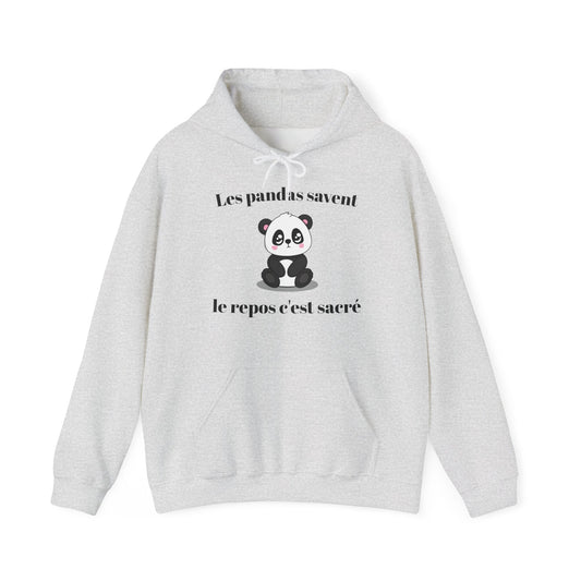Hoodie unisexe "Les pandas savent, le repos c'est sacré" avec notre adorable petit panda.