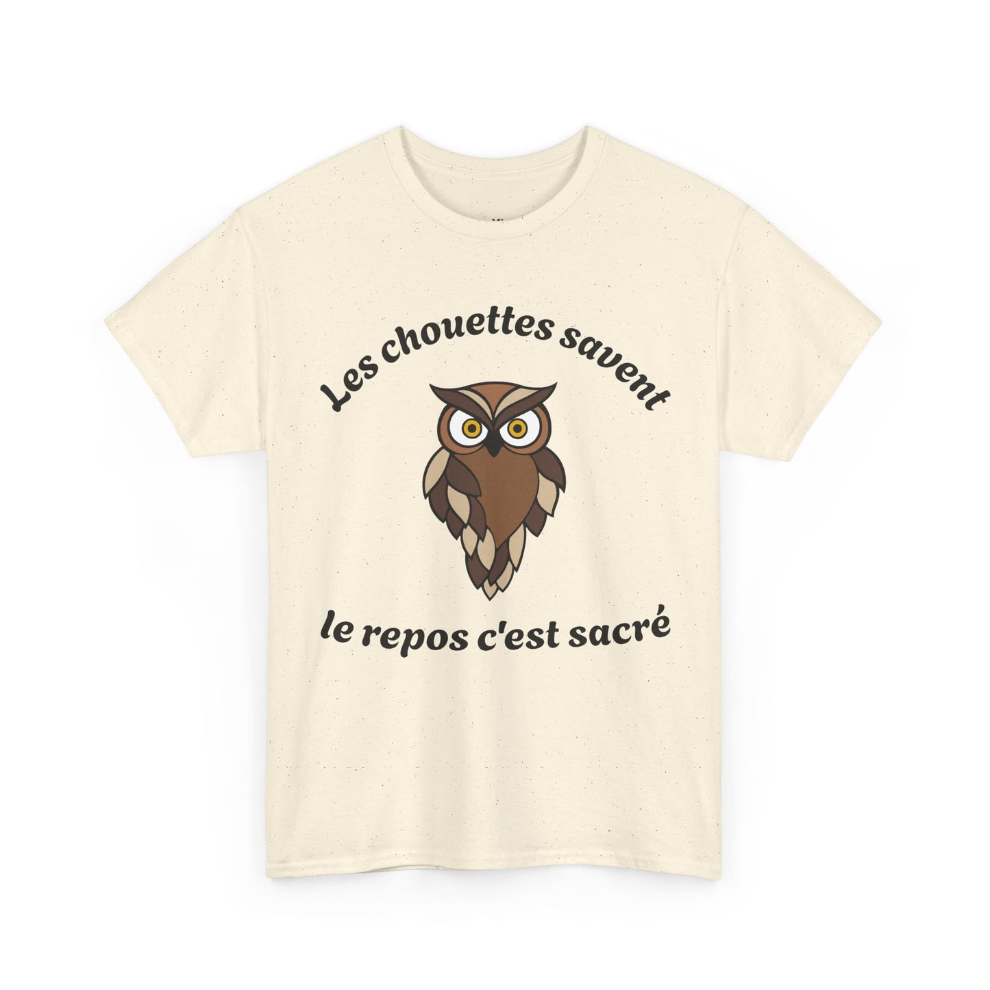 T-shirt unisex 100% coton "Les chouettes savent, le repos c'est sacré" avec notre adorable petite chouette.