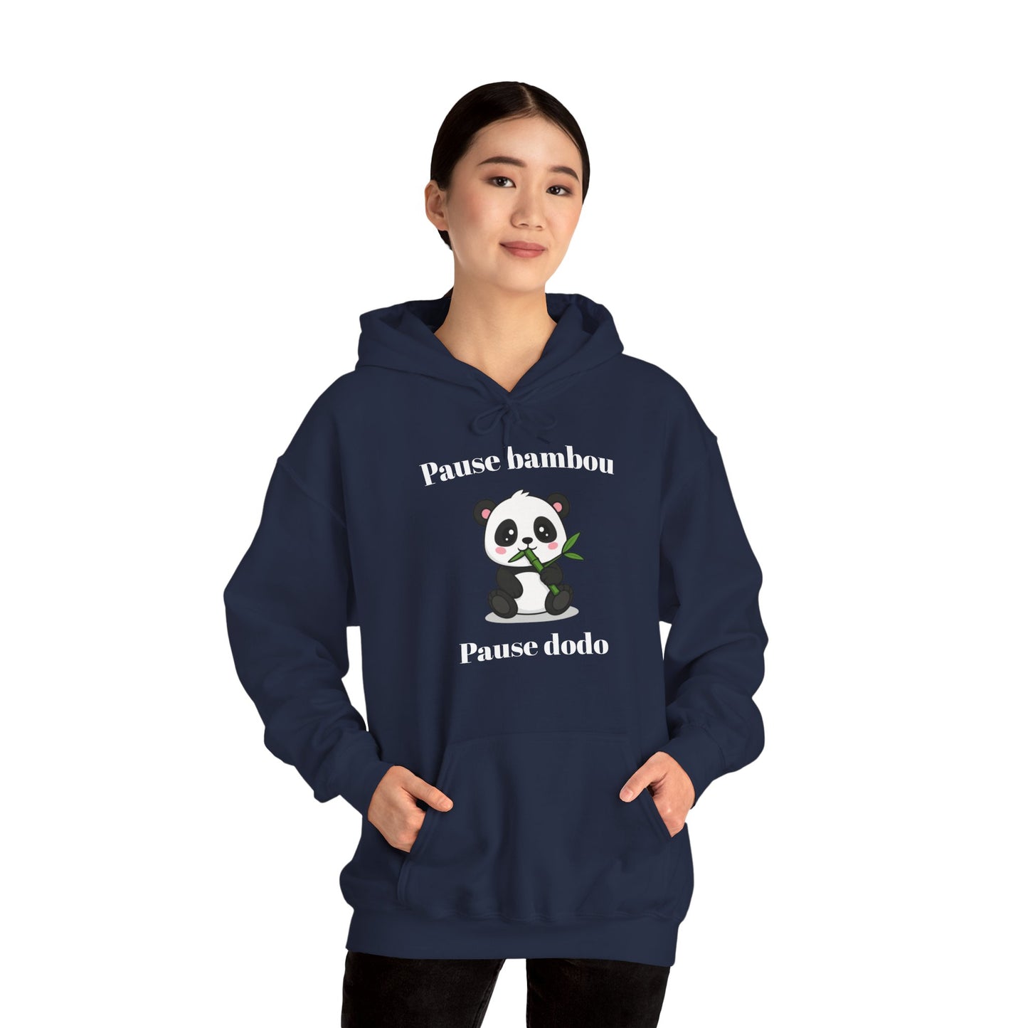Hoodie unisexe "Pause bambou, Pause dodo" avec notre adorable petit panda.