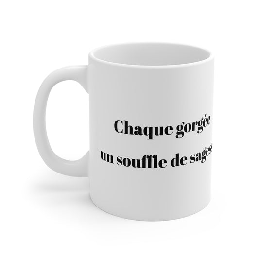 Mug en céramique "Chaque gorgée, un souffle de sagesse" avec notre adorable petite chouette.