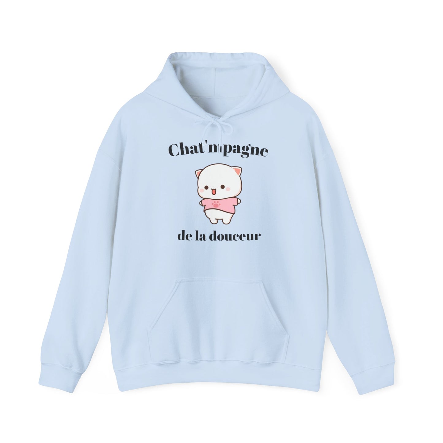 Hoodie unisexe "Chat'mpagne de la douceur" avec notre adorable petit chat.
