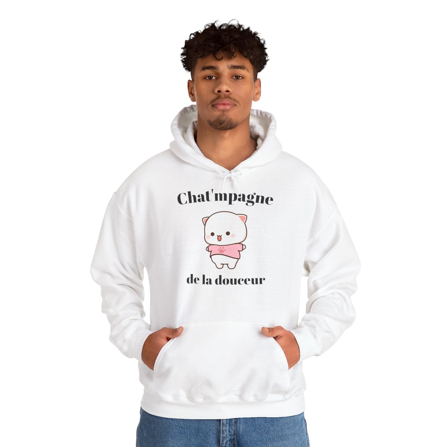 Hoodie unisexe "Chat'mpagne de la douceur" avec notre adorable petit chat.