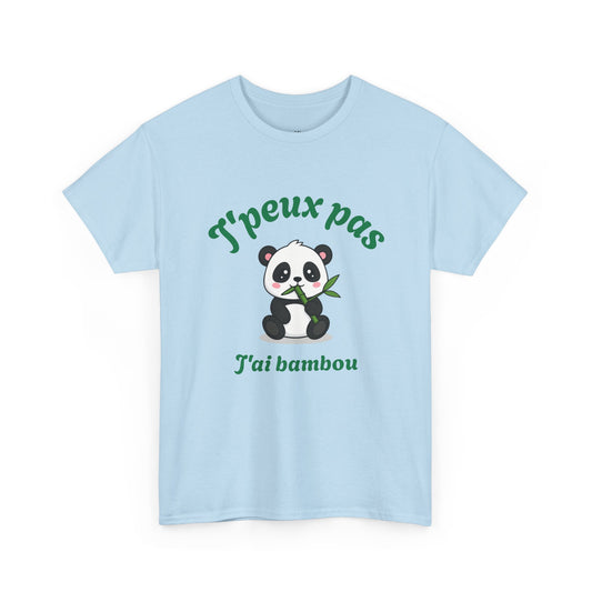 T-shirt unisex 100% coton "J'peux pas, j'ai bambou" avec notre adorable petit panda