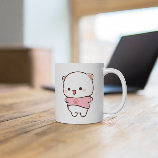 Mug en céramique "Un nuage de lait, un océan de paix" avec notre adorable petit chat.