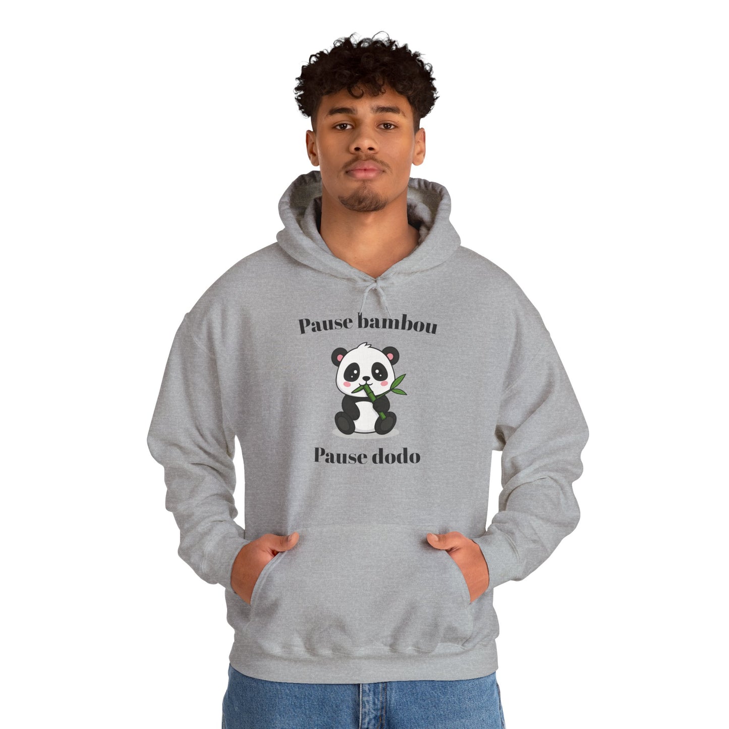 Hoodie unisexe "Pause bambou, Pause dodo" avec notre adorable petit panda.