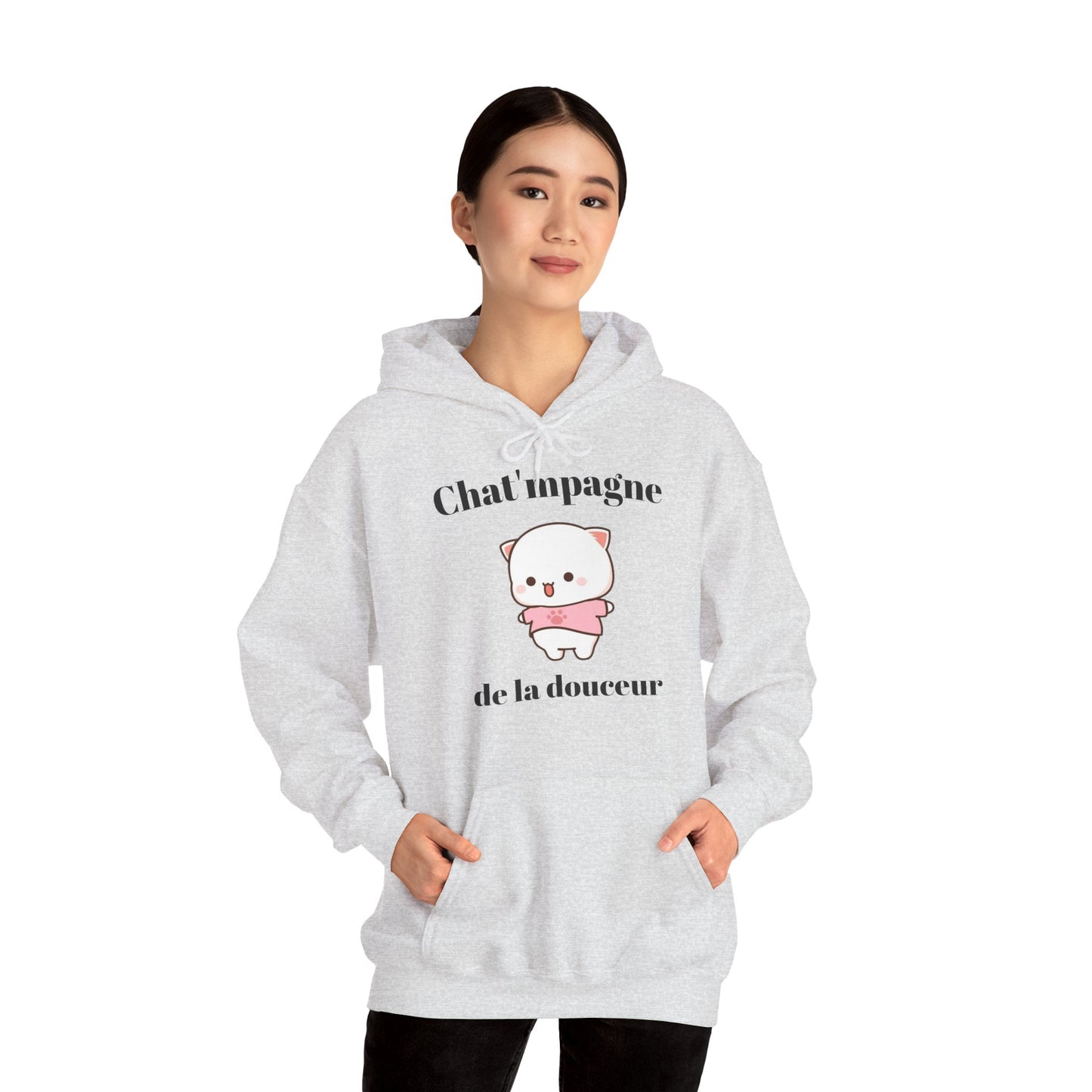 Hoodie unisexe "Chat'mpagne de la douceur" avec notre adorable petit chat.