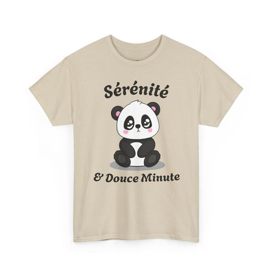 T-shirt unisex 100% coton "Sérénité & Douce Minute" avec notre adorable petit panda