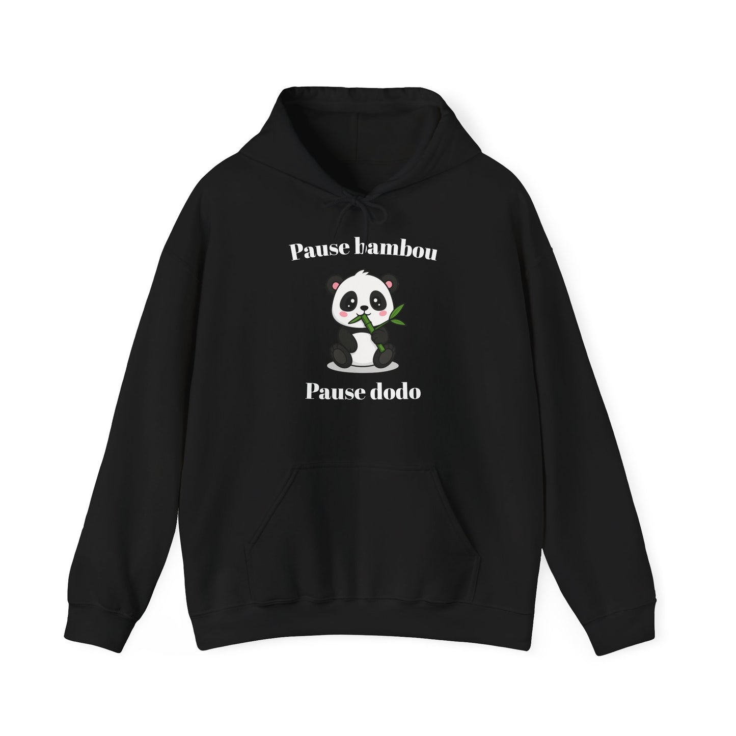 Hoodie unisexe "Pause bambou, Pause dodo" avec notre adorable petit panda.