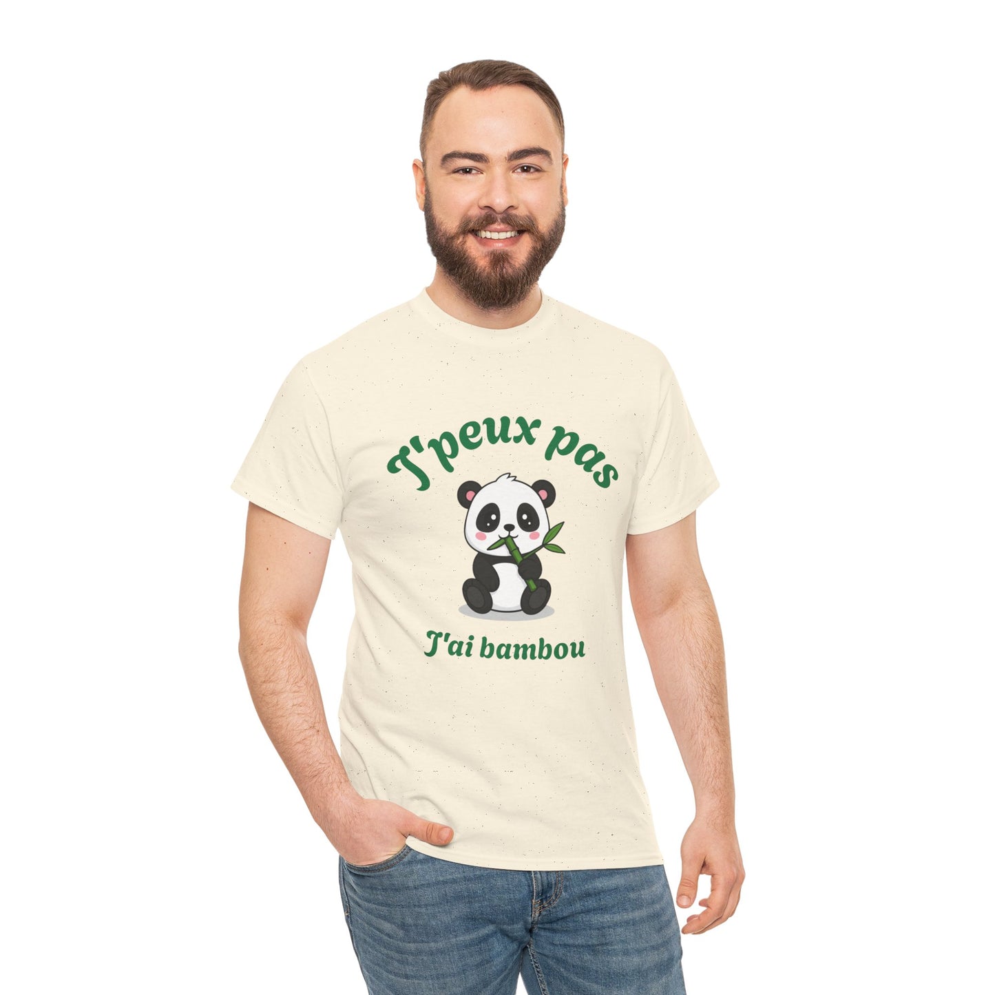 T-shirt unisex 100% coton "J'peux pas, j'ai bambou" avec notre adorable petit panda