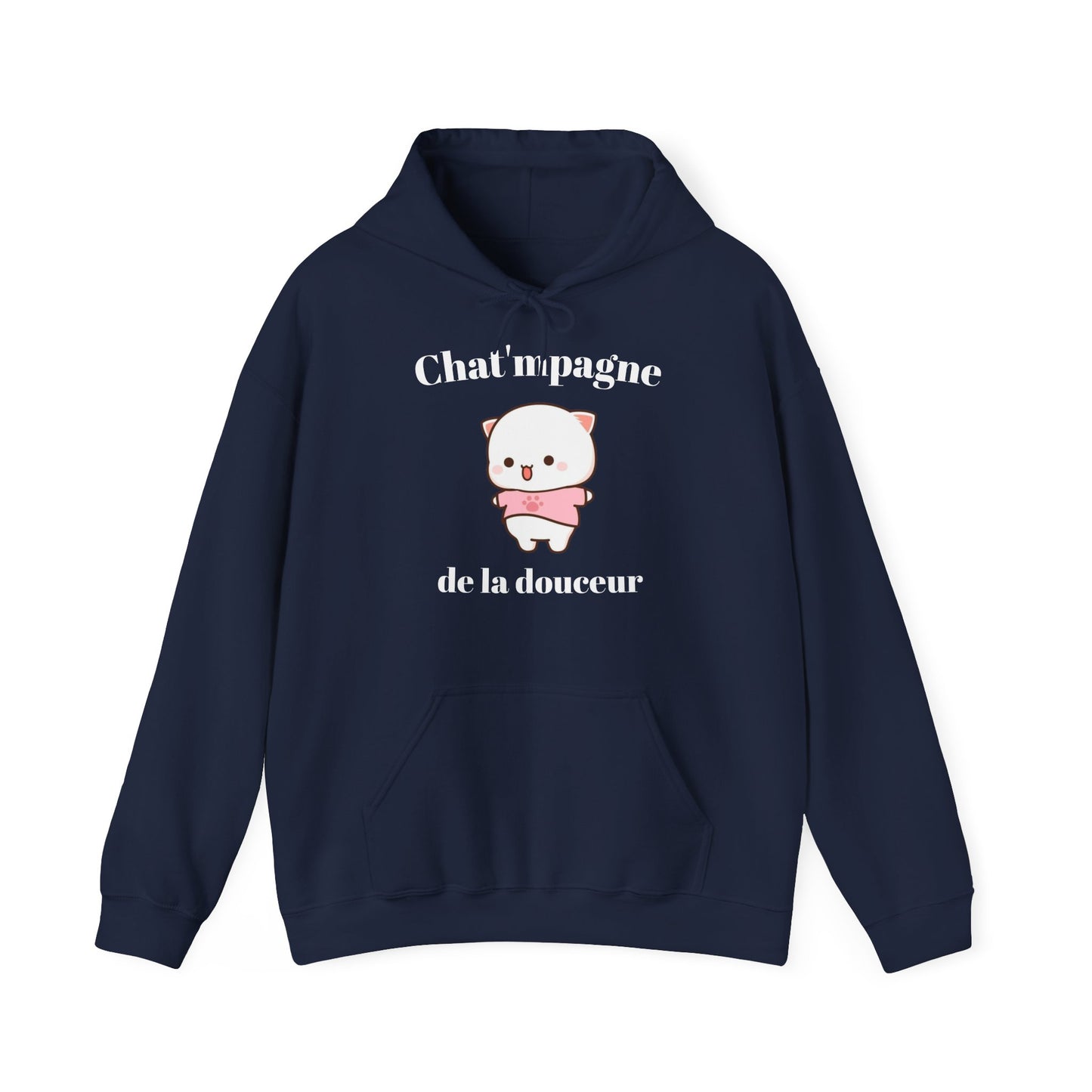 Hoodie unisexe "Chat'mpagne de la douceur" avec notre adorable petit chat.