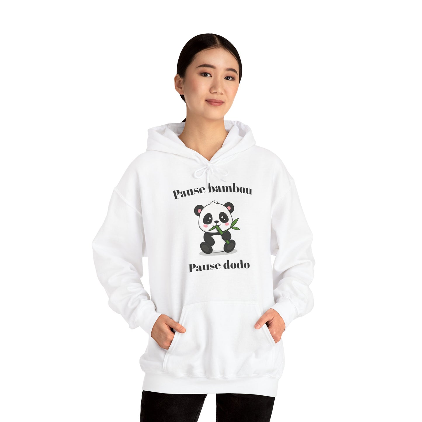 Hoodie unisexe "Pause bambou, Pause dodo" avec notre adorable petit panda.