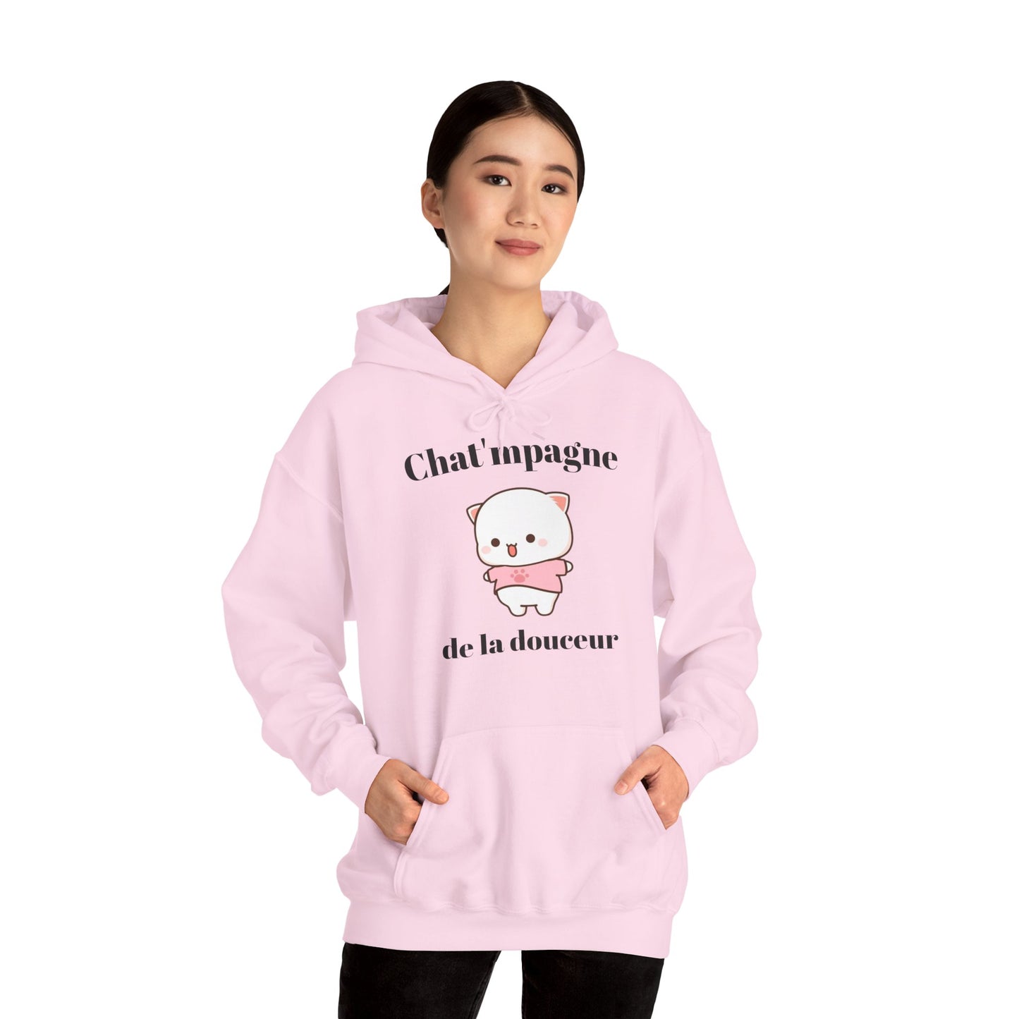 Hoodie unisexe "Chat'mpagne de la douceur" avec notre adorable petit chat.