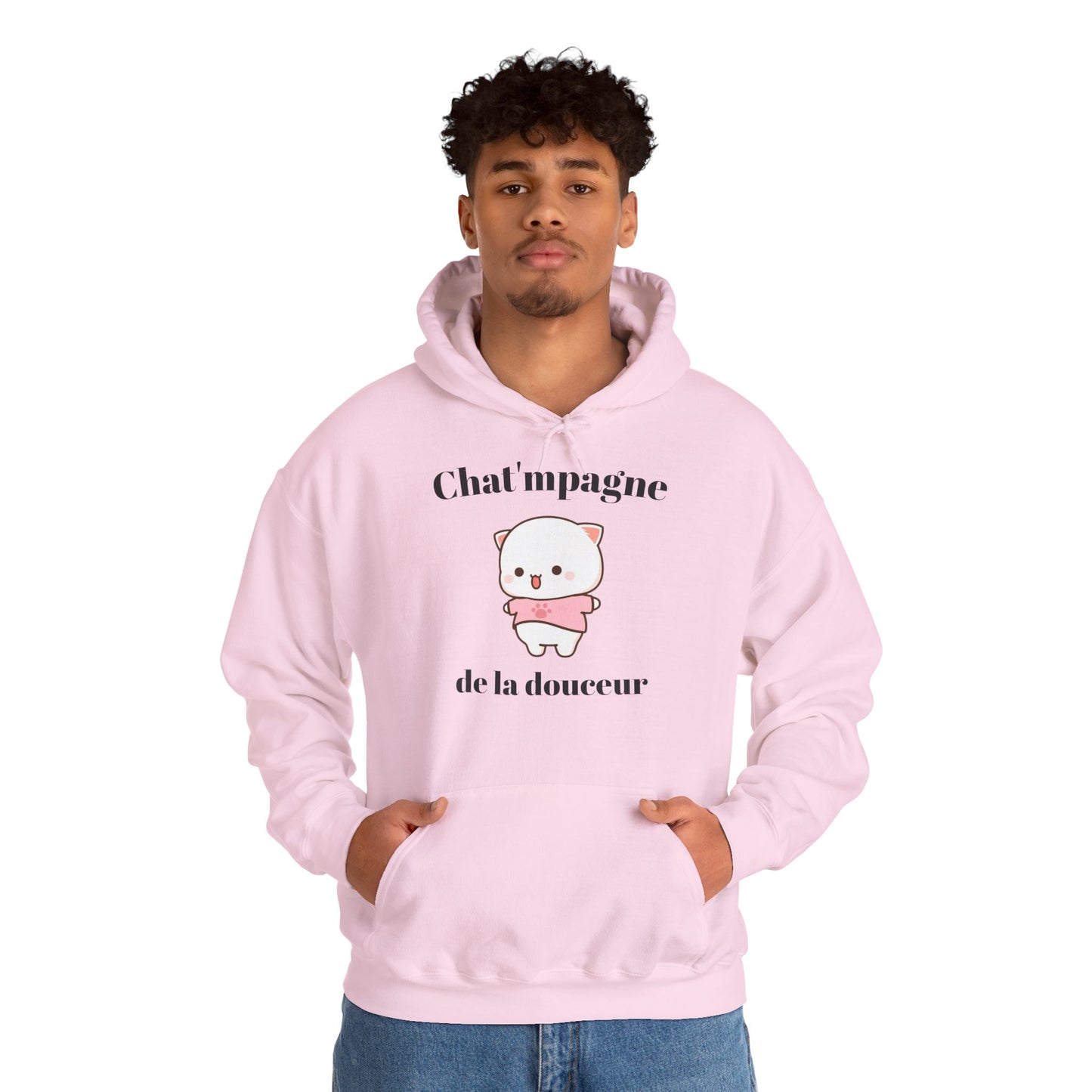 Hoodie unisexe "Chat'mpagne de la douceur" avec notre adorable petit chat.