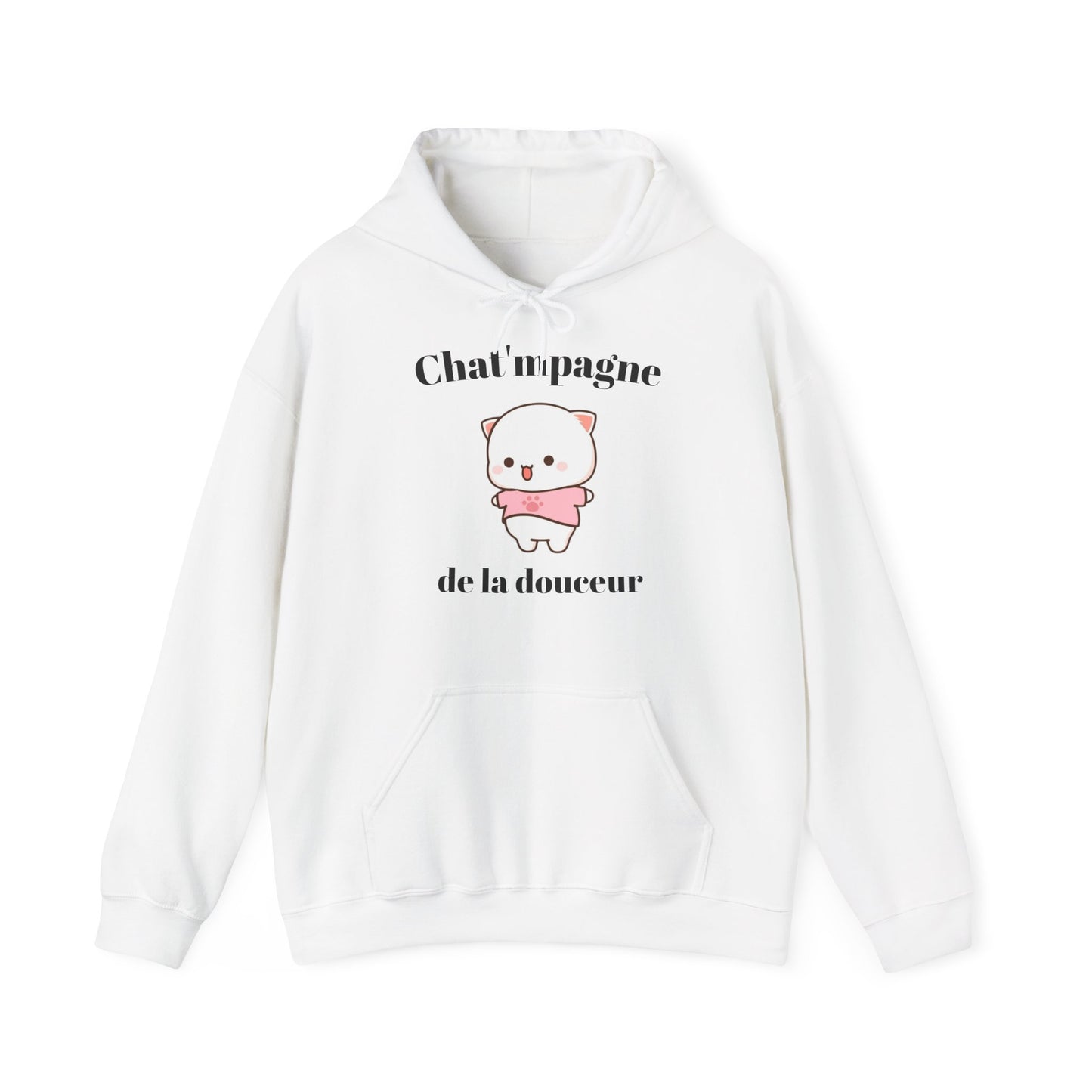 Hoodie unisexe "Chat'mpagne de la douceur" avec notre adorable petit chat.