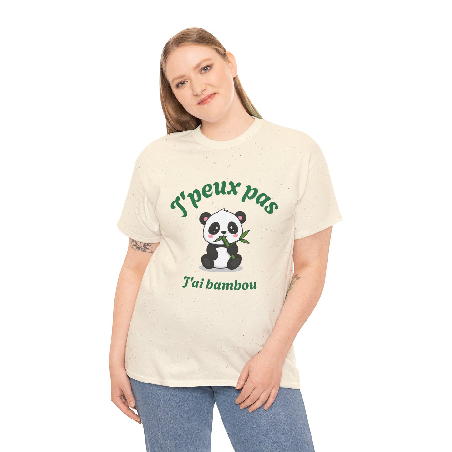 T-shirt unisex 100% coton "J'peux pas, j'ai bambou" avec notre adorable petit panda
