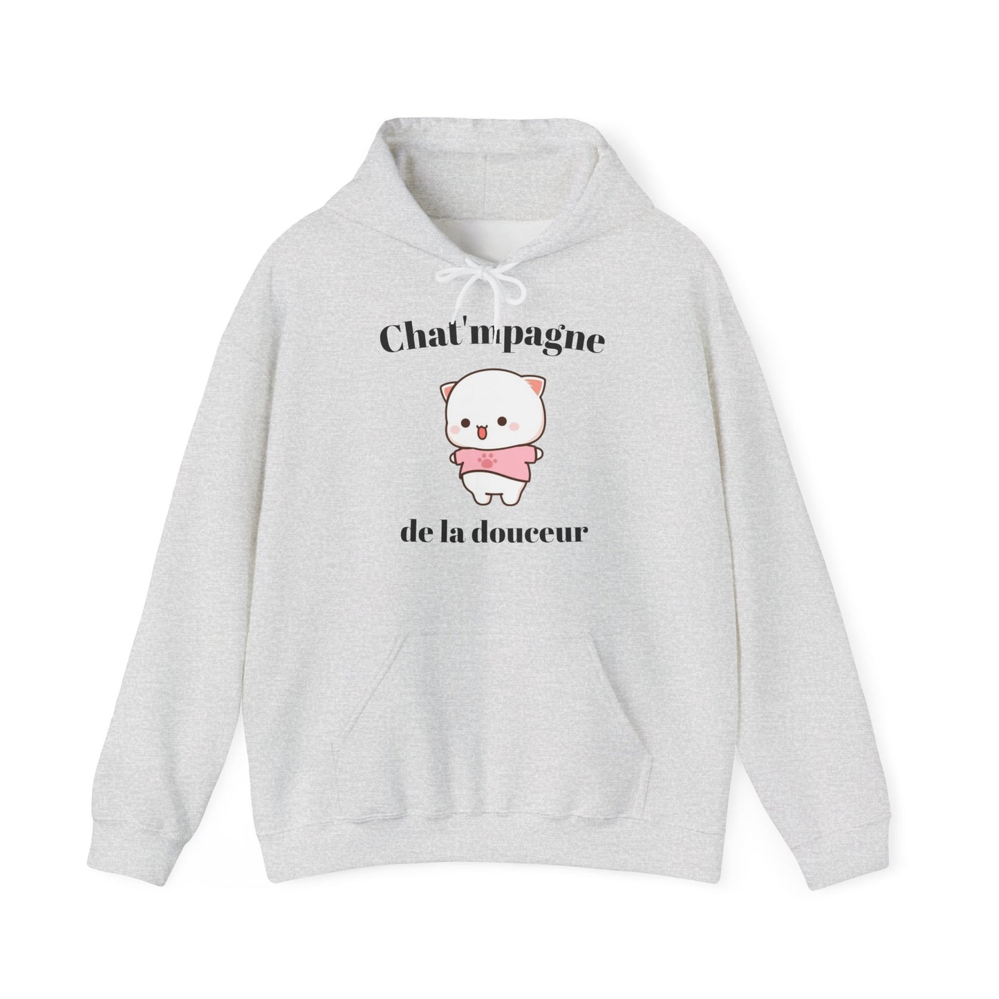 Hoodie unisexe "Chat'mpagne de la douceur" avec notre adorable petit chat.