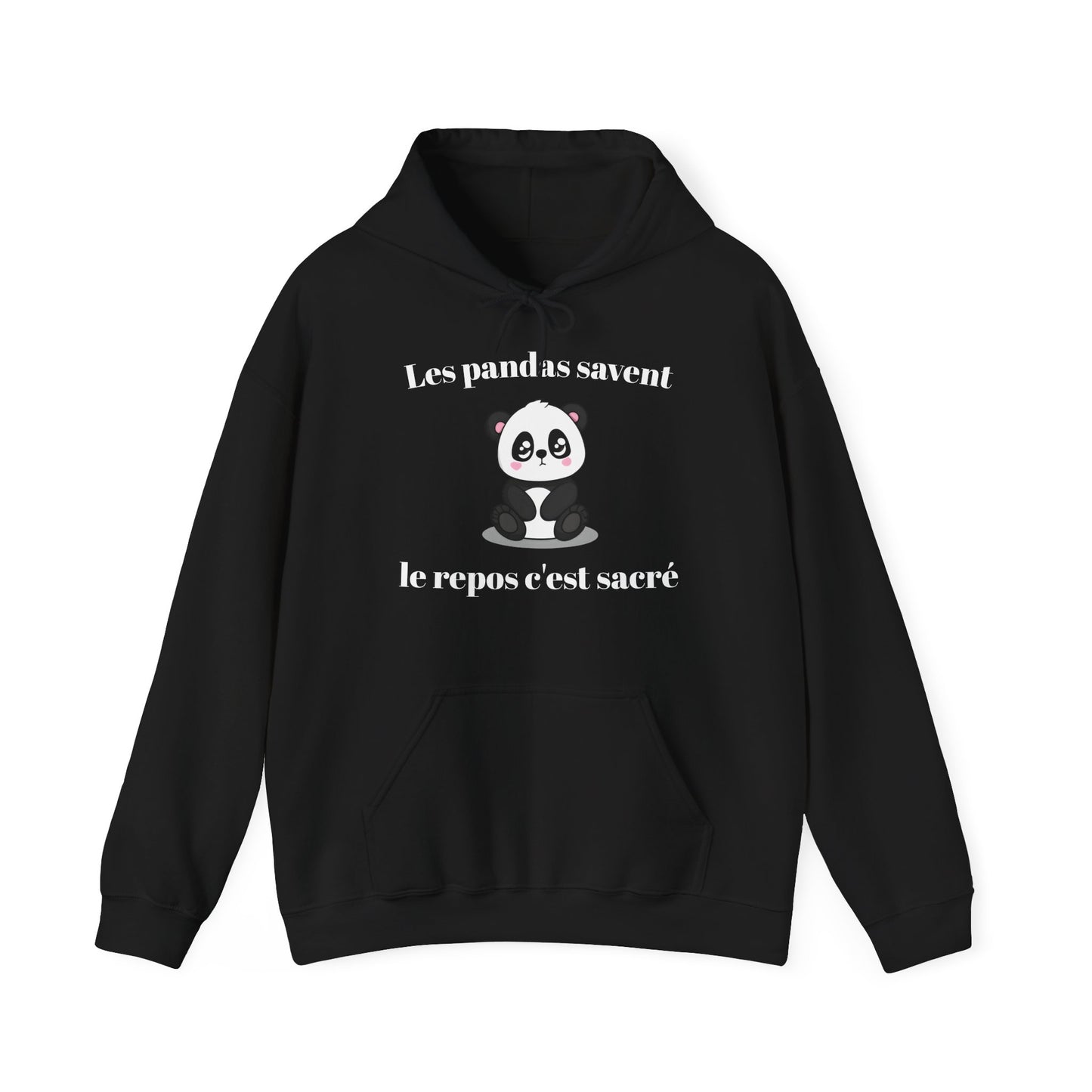 Hoodie unisexe "Les pandas savent, le repos c'est sacré" avec notre adorable petit panda.