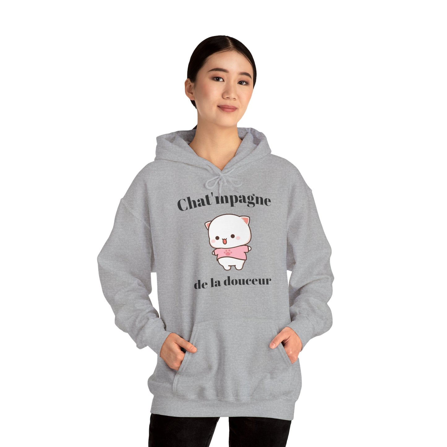 Hoodie unisexe "Chat'mpagne de la douceur" avec notre adorable petit chat.